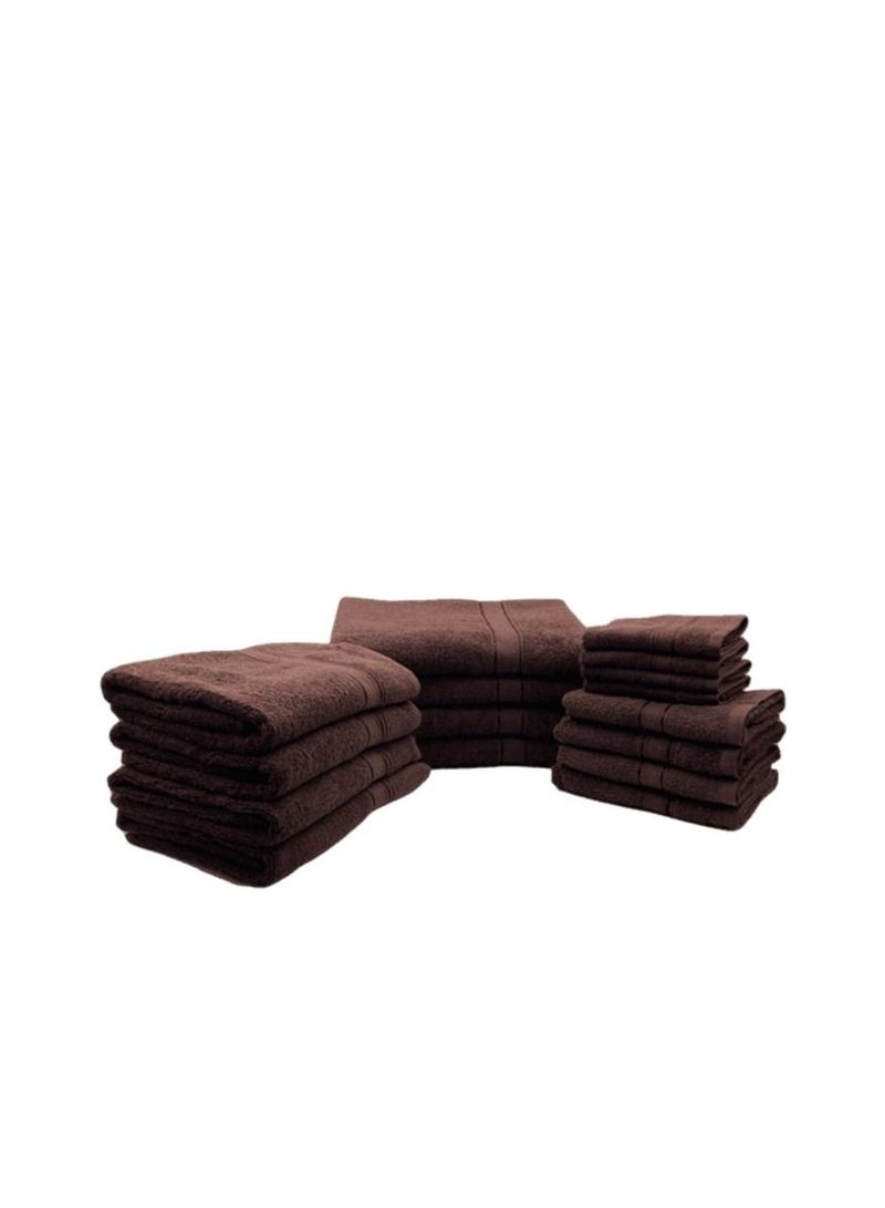 BYFT Daffodil (Brown) 100% Cotton Premium Bath Linen Set (4 Face, 4 Hand, 4 Adult Bath and 4 Kids Bath Towel) Family Pack of 16 Pcs  - Image 3