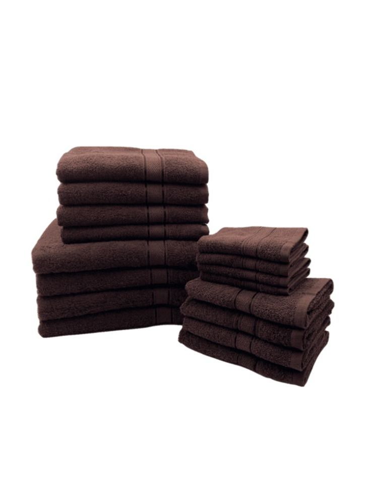 BYFT Daffodil (Brown) 100% Cotton Premium Bath Linen Set (4 Face, 4 Hand, 4 Adult Bath and 4 Kids Bath Towel) Family Pack of 16 Pcs  - Image 2