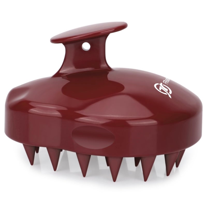 FREATECH Massager Shampoo Brush with Soft Silicone Bristles for Scalp Care Shower Hair Scalp Scrubber Exfoliator for Dandruff Removal and Hair Growth Wet Dry for Men Women and Kids Red