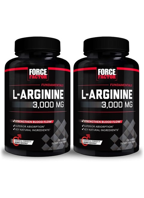 L-Arginine, Nitric Oxide Supplement with BioPerine to Help Build Muscle & Support Stronger Blood Flow, Circulation, Nutrient Delivery, & Pumps, L-Arginine 3000mg, 150 Count (Pack of 2)