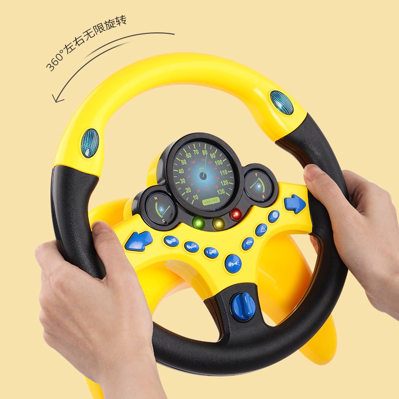 Multi-functional early education simulation car steering wheel electric sound and light simulation children baby driving educational toys wholesale(Base steering wheel-yellow [e-commerce box]]) - Image 3