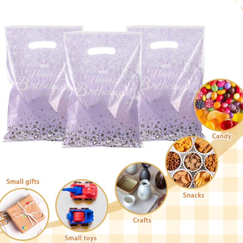 Bruislard 30 Pcs Glitter Diamond Goodie Bag with Handles Happy Birthday Candy Bags Purple Gift Bags Birthday Party Favor Bag for Women Girls Party Decor Supplies - Image 5