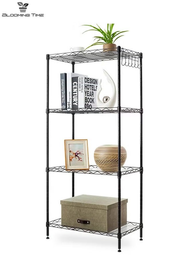 BLOOMING TIME 4-Layer Adjustable Storage Rack, Without Wheels, Simple Installation, Large Capacity, Suitable For Various Occasions, Black - Image 1