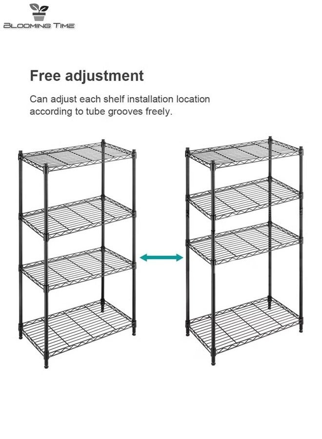 BLOOMING TIME 4-Layer Adjustable Storage Rack, Without Wheels, Simple Installation, Large Capacity, Suitable For Various Occasions, Black - Image 3
