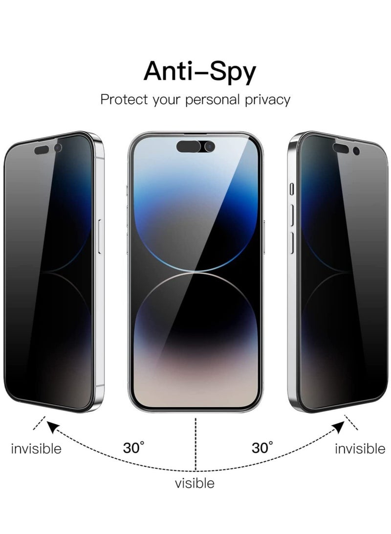 ELTRAZONE Privacy Full Coverage Screen Protector for iPhone 14 Pro 6.1-Inch with Camera Lens Protector, Anti-Spy Tempered Glass Film, 2-Pack Each - Image 3
