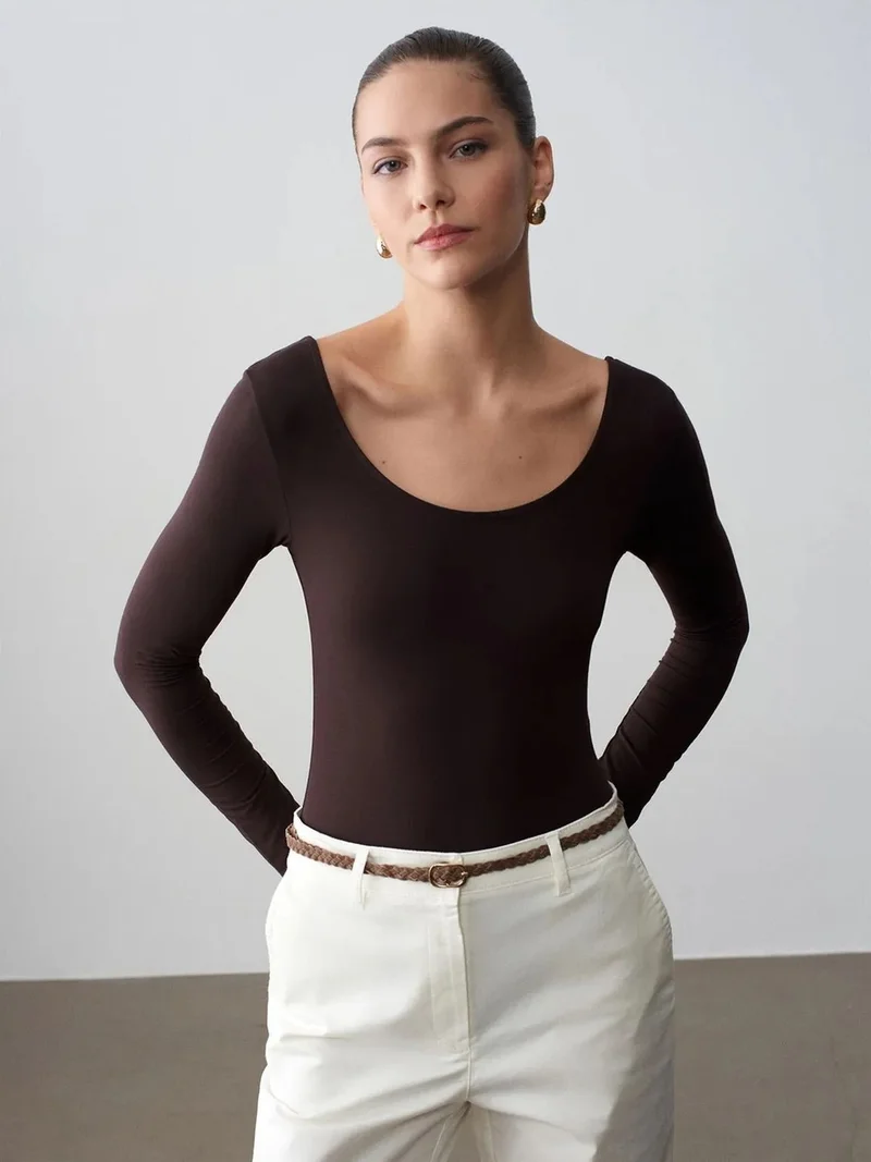 ديلفين DILVIN Slim Fit Modal Jersey Bodysuit