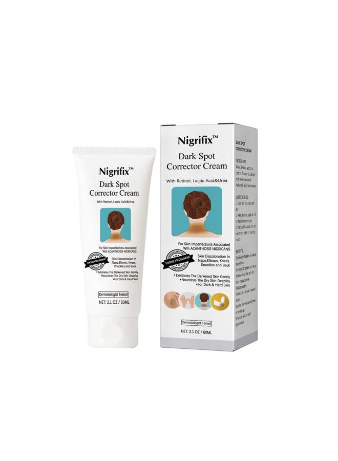 Nigrifix كريم علاج الأكثنوز الأسود، مزيل البقع الداكنة للجسم، كريم مصحح البقع الداكنة - تحت الإبط، الرقبة، الإبط، الركب، المرفقين، المناطق الخاصة، المناطق الحميمة - صيغة مطورة، 2.1 أونصة سائلة - Image 1