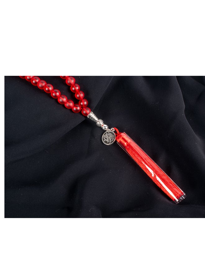 ذا بلاك بيرل اكسسوريز سبحة من حجر الأوبال الأحمر الخلاب من 33 حبة - Image 2