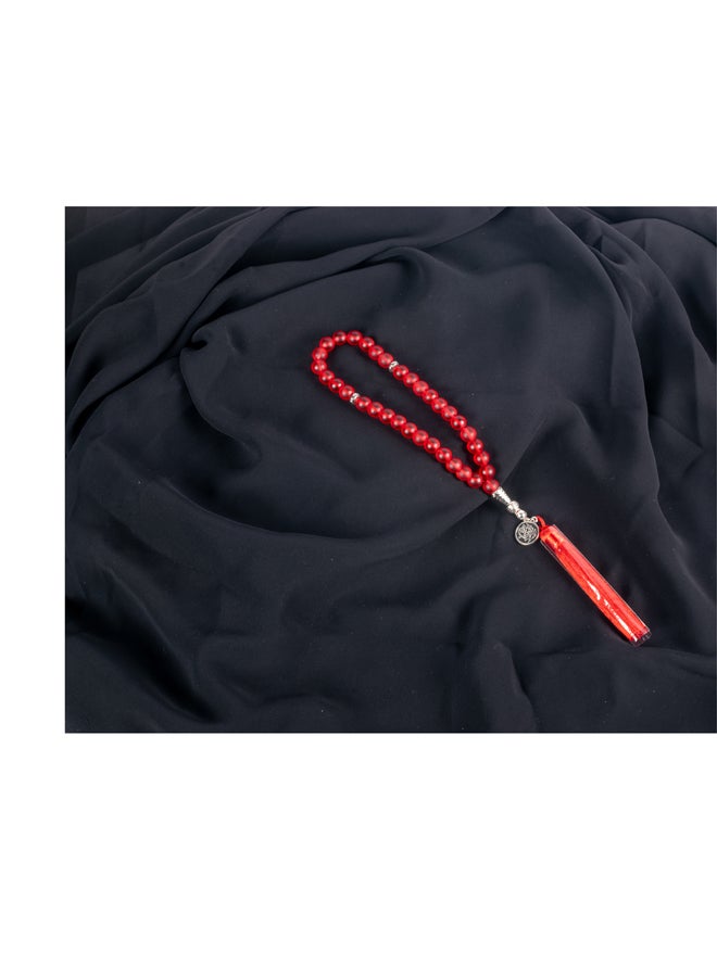 ذا بلاك بيرل اكسسوريز سبحة من حجر الأوبال الأحمر الخلاب من 33 حبة - Image 1