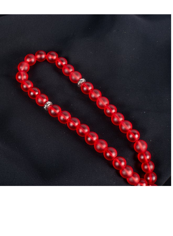 ذا بلاك بيرل اكسسوريز سبحة من حجر الأوبال الأحمر الخلاب من 33 حبة - Image 4