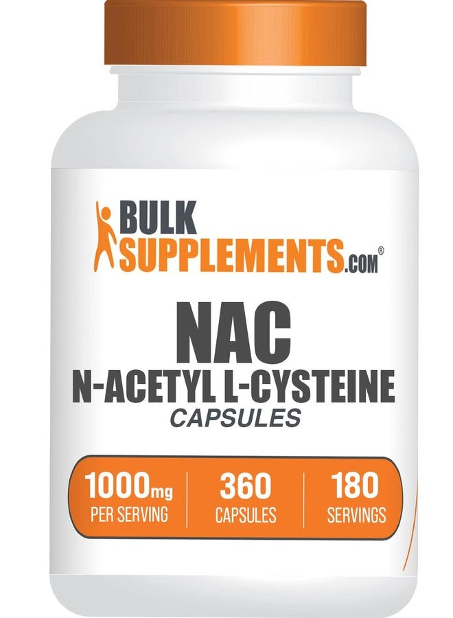 BulkSupplements.com N-Acetyl L-Cysteine 1000mg Capsules - N-Acetyl Cysteine 1000mg, NAC Supplement - NAC 1000mg, Gluten Free - 2 Capsules per Serving, 360 Capsules (Pack of 1) - Image 1