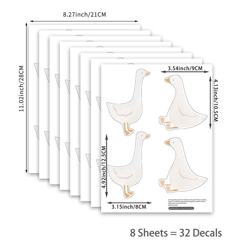 astrkiz 32 Pcs Boho Nursery Animal Wall Decals Peel and Stick, PVC Watercolor Animals Wall Stickers, Cute Wall Art Decor Decal for Kids Bedroom Playroom Baby Room Classroom, Little Silly Goose - Image 2