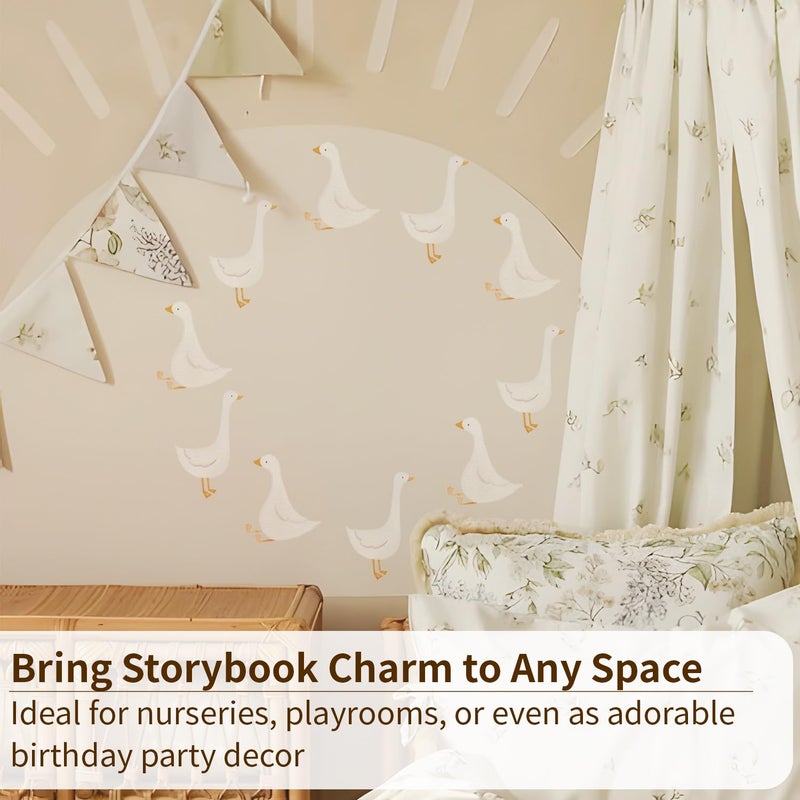 astrkiz 32 Pcs Boho Nursery Animal Wall Decals Peel and Stick, PVC Watercolor Animals Wall Stickers, Cute Wall Art Decor Decal for Kids Bedroom Playroom Baby Room Classroom, Little Silly Goose - Image 3