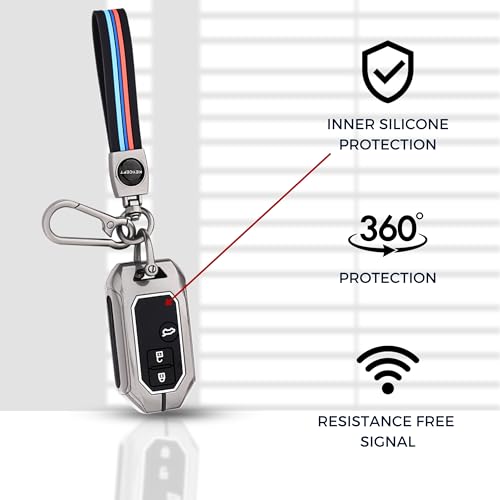 KEYCEPT Metal Keycover for Suzuki Swift, Dzire, Ertiga, Brezza, Fronx, Jimny, Ignis, Rumion, Hyryder, E-Vitara, Victoris 3 Button Smart Key with Keychain (Long Keychain). - Image 5