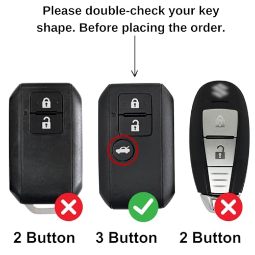 KEYCEPT Metal Keycover for Suzuki Swift, Dzire, Ertiga, Brezza, Fronx, Jimny, Ignis, Rumion, Hyryder, E-Vitara, Victoris 3 Button Smart Key with Keychain (Long Keychain). - Image 2