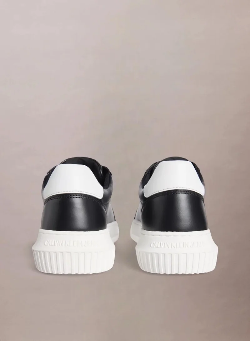 Calvin Klein Black/Bright White Leather Trainers for Men | Best Price UAE