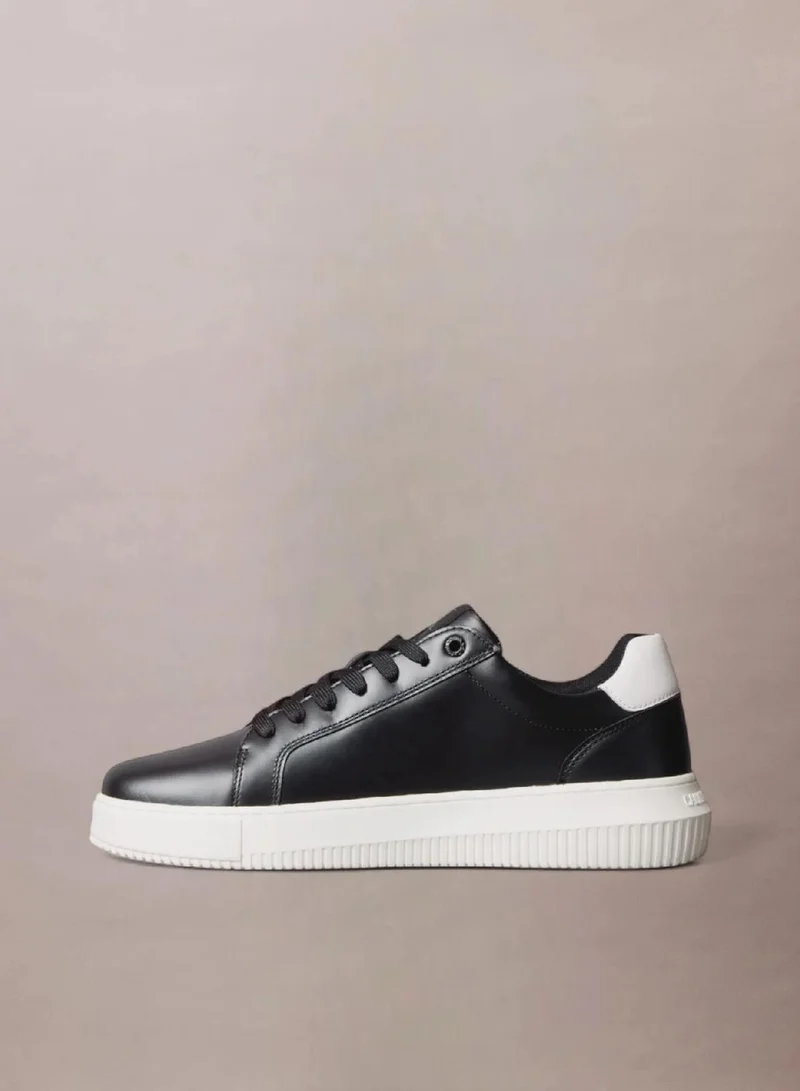 Calvin Klein Black/Bright White Leather Trainers for Men | Best Price UAE