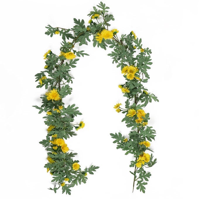 ARTIFICIAL DAISY GARLAND DECORATIVE FAKE FLOWER VINE HANGING 56FT SILK FLOWER GREENERY FOR HOME GARDEN OUTDOOR CEREMONY WEDDING ARCH FLORAL DECOR