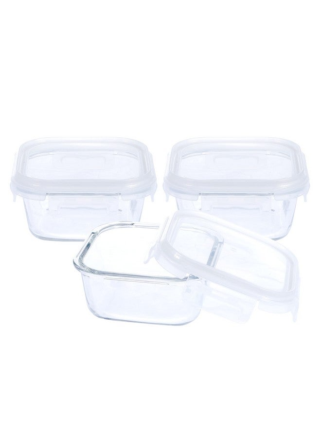 SIMPARTE Borosilicate Square Glass Food Container with Air Vent Lid, Transparent, Safe Storage & Lock, Microwave Safe & Oven Safe (320ML-Lock Lid-jar-set of 3) - Image 4