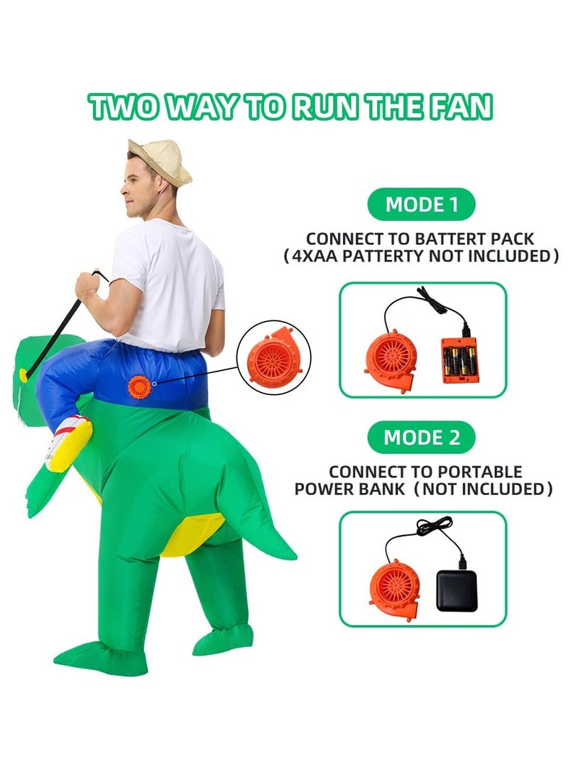 Inflatable Dinosaur Costume for Adults Ride on Dino Costume Blow Up Trex Costume Fancy Dinosaur Suit for FestivalParty Suitable for Height 59-74" - Image 5