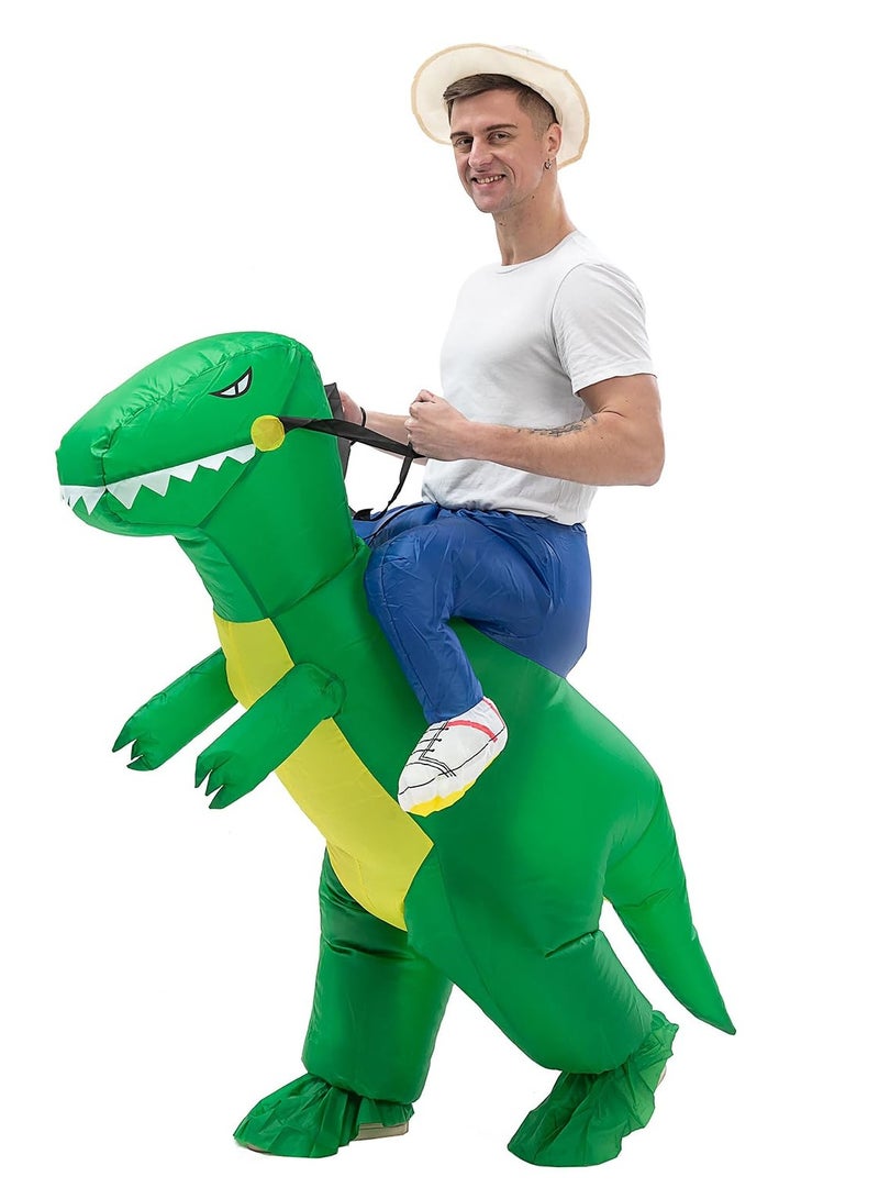 Inflatable Dinosaur Costume for Adults Ride on Dino Costume Blow Up Trex Costume Fancy Dinosaur Suit for FestivalParty Suitable for Height 59-74" - Image 2