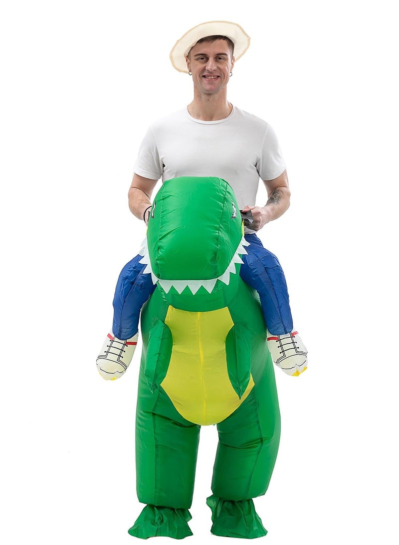 Inflatable Dinosaur Costume for Adults Ride on Dino Costume Blow Up Trex Costume Fancy Dinosaur Suit for FestivalParty Suitable for Height 59-74" - Image 4