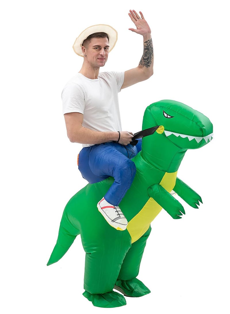 Inflatable Dinosaur Costume for Adults Ride on Dino Costume Blow Up Trex Costume Fancy Dinosaur Suit for FestivalParty Suitable for Height 59-74" - Image 3
