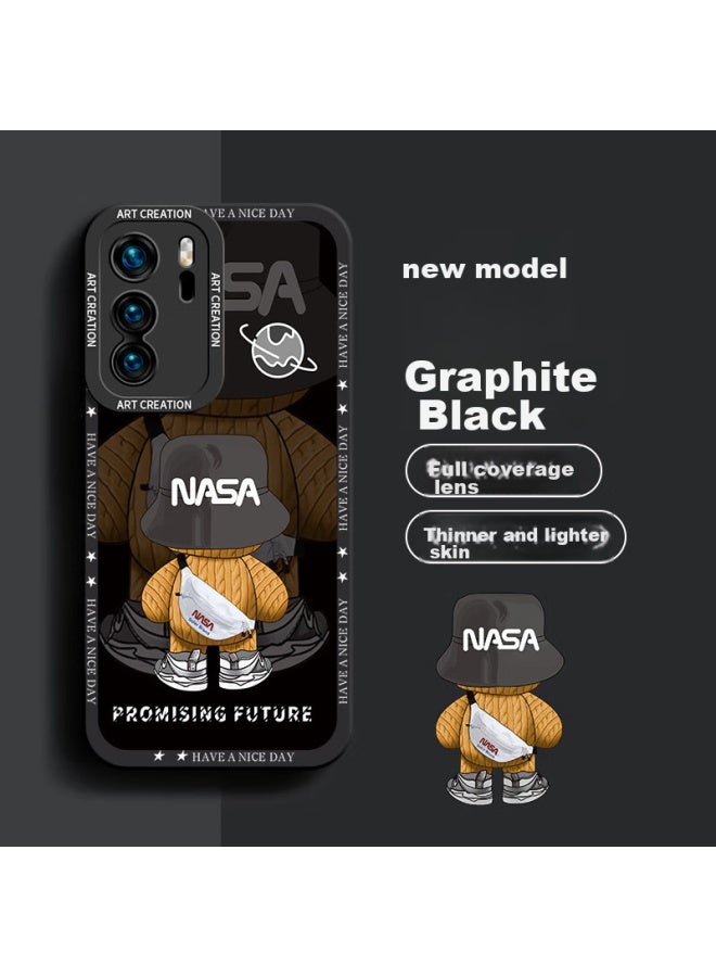 Neyaa Nai Xiao Ya Huawei P40 Phone Case, P40 Protective Cover, Full Lens Protection, Silicone Shockproof, Ultra-thin, Creative Cartoon Simple Trendy Soft Case For Men And Women, Graphite Black - Image 1