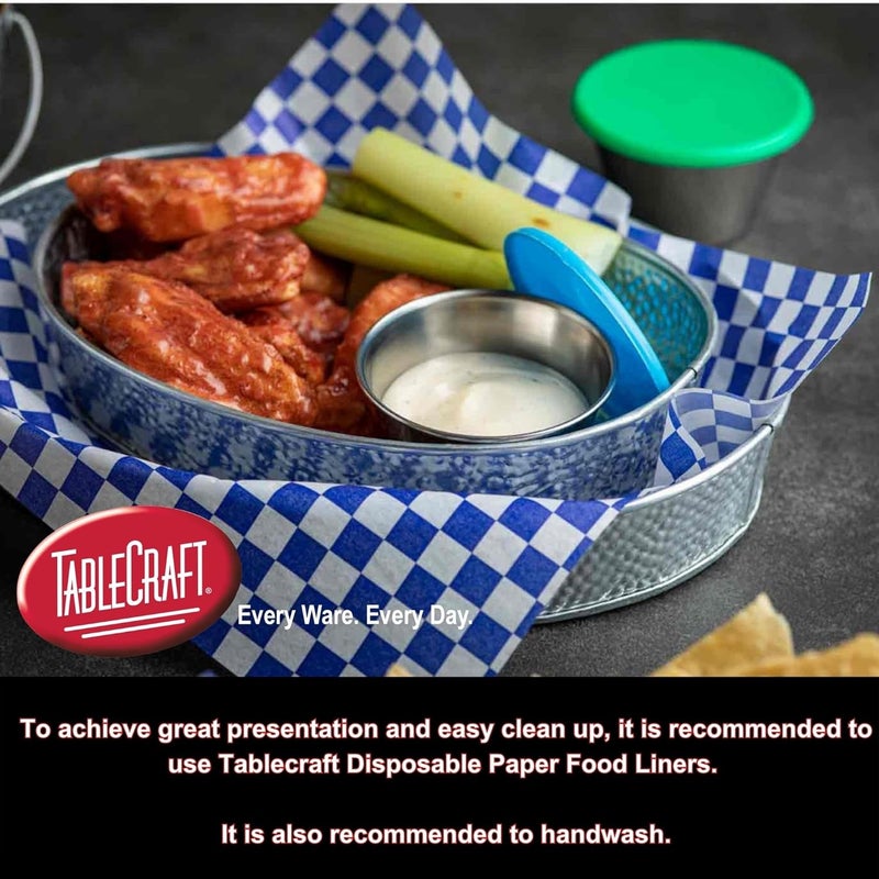 Tablecraft Galvanized Oval Serving Trays Steel Dinner Food Platter Silver Pebble Textured Rustic Style Plates for Restaurant Patio Indoor and Outdoor Use Reusable Unbreakable 12x9 12 Pcs - Image 5