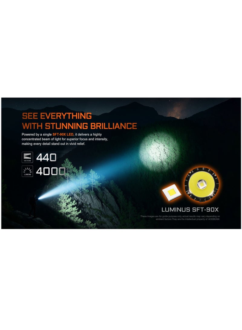 Acebeam T37 High Performance Flashlight 4000 Lumens - Image 5