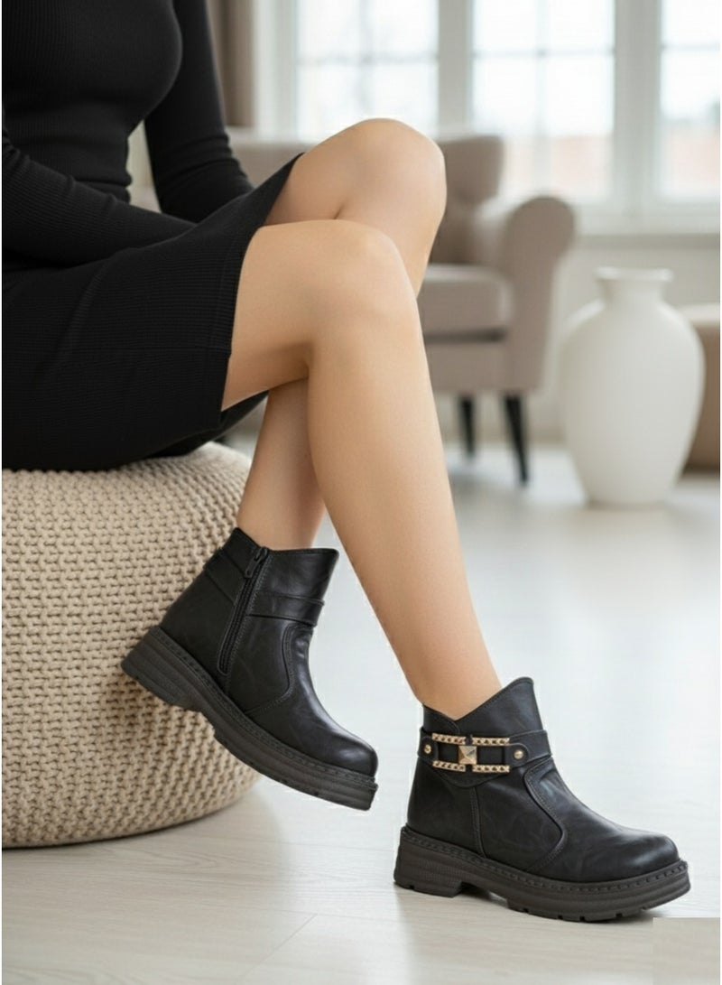 لايف ستيلاش  حذاء كاحل جلد انيق  G-60 - أسود - Image 1