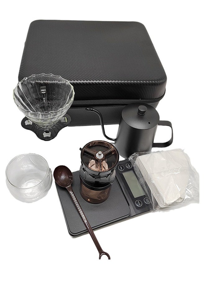 V60 Coffee Drip Set, Manual Pour Over Drip Coffee Maker Set, 9 Piece Coffee Accesspries with Portable Carry Case, Coffee Scale, Coffee Pot, Coffee Filter, Coffee Grinder