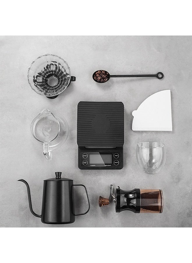 V60 Coffee Drip Set, Manual Pour Over Drip Coffee Maker Set, 9 Piece Coffee Accesspries with Portable Carry Case, Coffee Scale, Coffee Pot, Coffee Filter, Coffee Grinder
