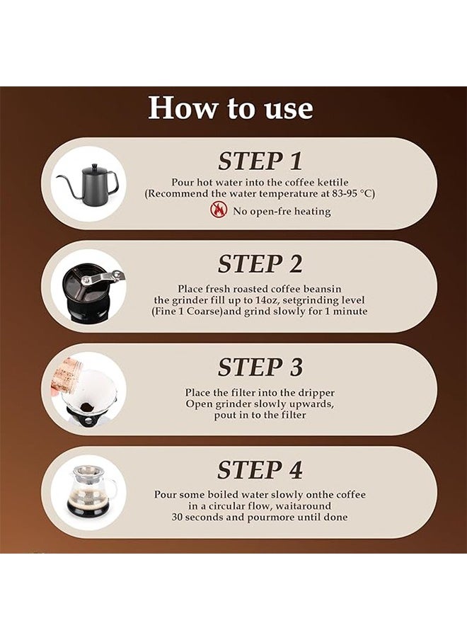 V60 Coffee Drip Set, Manual Pour Over Drip Coffee Maker Set, 9 Piece Coffee Accesspries with Portable Carry Case, Coffee Scale, Coffee Pot, Coffee Filter, Coffee Grinder