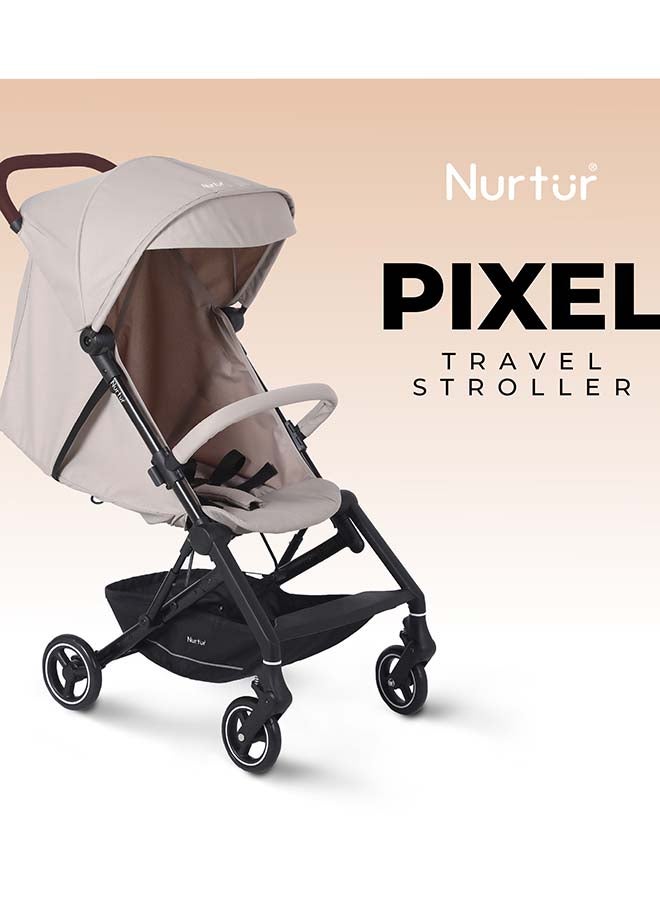 Nurtur Nurtur Pixel Baby/Kids Travel Cabin Stroller, Aluminium Alloy, leatherette details, 0 36 months, Storage Basket, Detachable Bumper, 5 Point Safety Harness, Compact Foldable Design, Grey  - Image 3