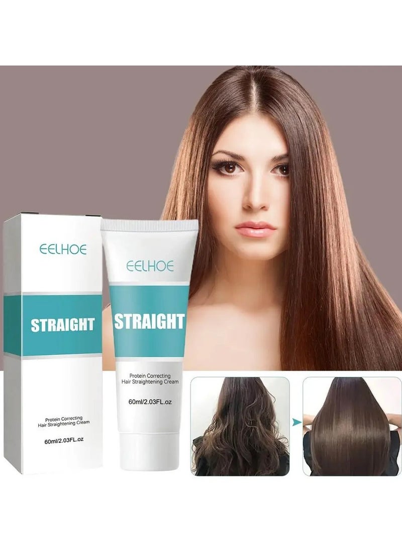 EELHOE 1pcs Protein Hair Straightening Cream Silk and Shine Hair Straightening Cream Nourishing Fast and Smooth Straightening Cream for All Hair Types - Image 1