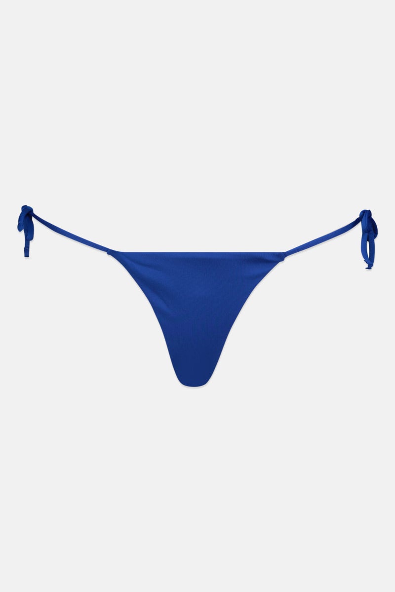 Pull & Bear Pacific Republic x Pull And Bear Women Solid Tie Closure Bikini Bottom, Blue - Image 1