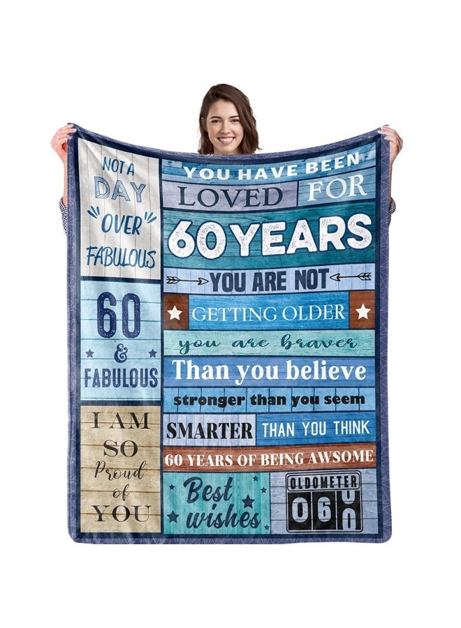 Biapian 60th Birthday Gifts for Men, 60th Birthday Blanket for Him 60 Year Old Male Gift Ideas Birthday Throw Blanket Gifts for 60 Year Old Birthday Gift for Men Husband Dad Grandpa 50"x60" - Image 1