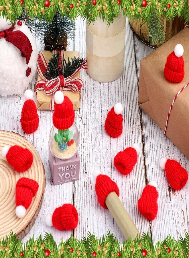 Soulchen 24 Pcs Santa Hat for Flutes Mini Santa Hat Flute Topper Crochet Christmas Cap Gifts for Xmas Holiday Concert Flutes Decorated - Image 3