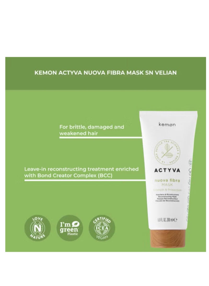 Kemon Actyva Nuova Fibra Mask SN Velian 200 ml - for Damaged or Weakened Hair  - Image 2