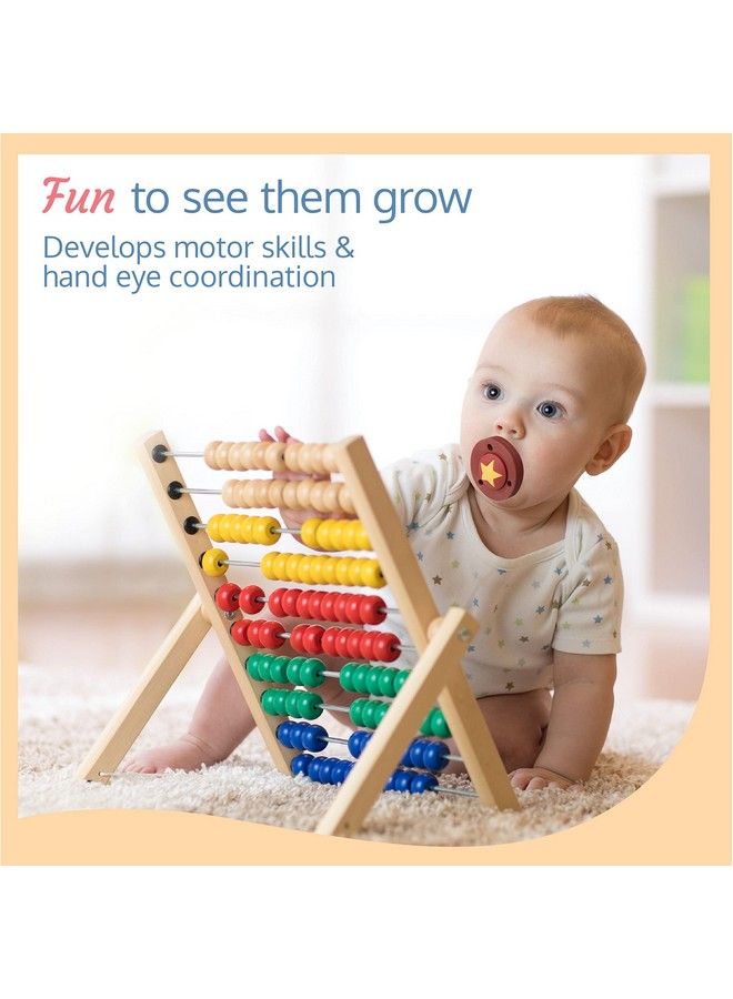 Luvlap مجموعة من 2 مصاصة وقضامة للأطفال من السيليكون 2 في 1 بتصميم نجمة جذابة وفتحات هواء لمزيد من الأمان وآلية منع الاختناق للأولاد والبنات من سن 3 أشهر فما فوق باللون الأزرق والعنبري - Image 5