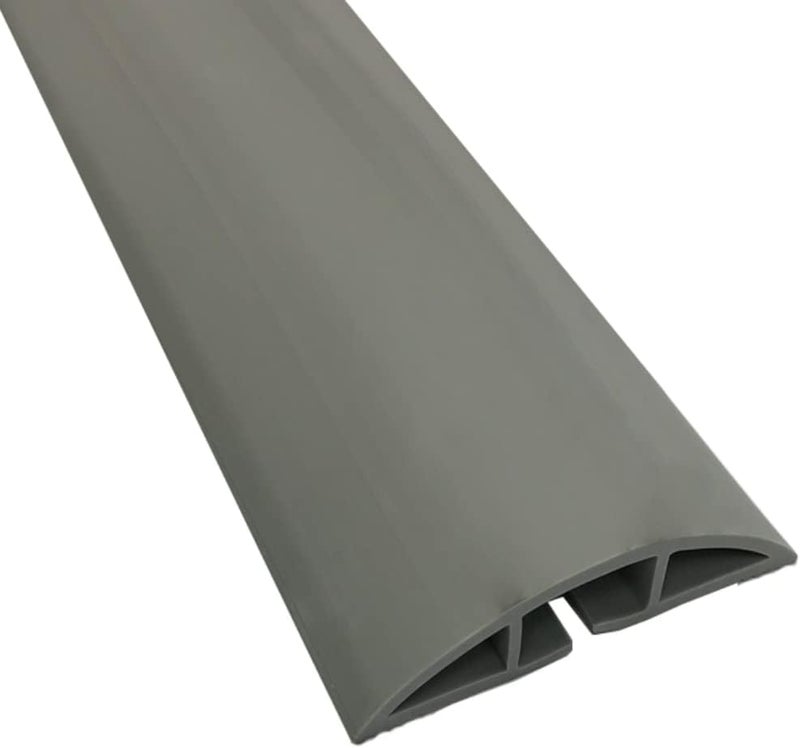 KABLE KONTROL Floor Cord Cover Kit - 15’ Feet Long - Gray - Channel Size – 0.75” W x 0.43” H - Cable Management Kit - Wire Protector - Cable Organizer and Hider - Flexible PVC Cable Cover - Image 1