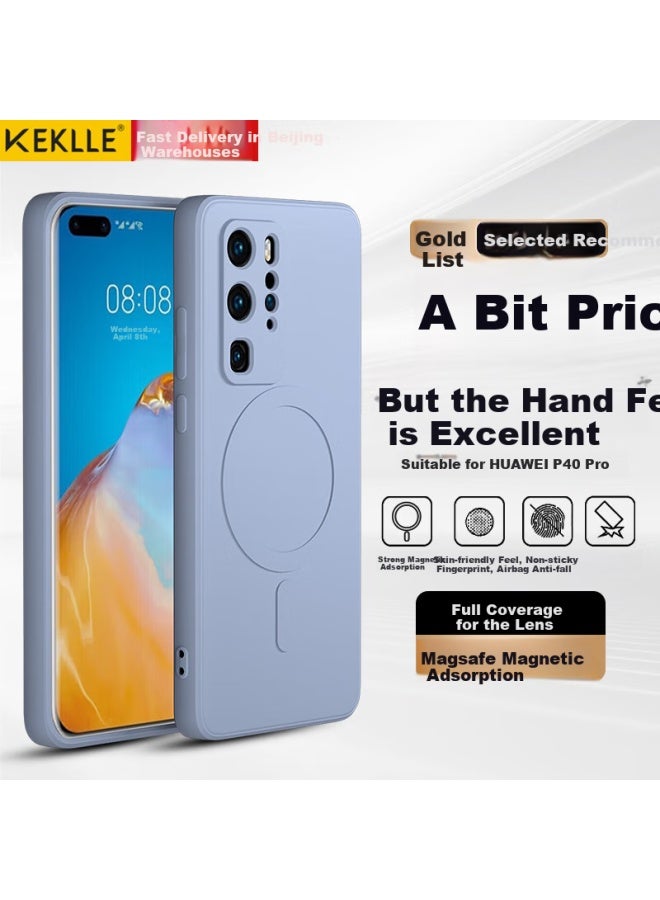 كيكل Keklle غطاء هاتف Skin-friendly مغناطيسي لـ Huawei P40 Pro، غطاء واقي لـ Huawei P40 Pro، غطاء سيليكون سائل Skin-friendly مغناطيسي تغطية كاملة غلاف ناعم واقي، لاف - Image 1