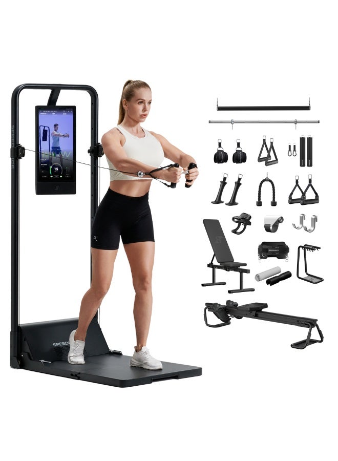 سبيديانس جيم مونستر 2، جهاز اللياقة الذكية المنزلي، جهاز تمارين منزلي معزز بالذكاء الاصطناعي، جهاز سميث متعدد الوظائف، معدات تدريب القوة للجسم بالكامل، محطة تمارين شاملة، وركس بلس - Image 1