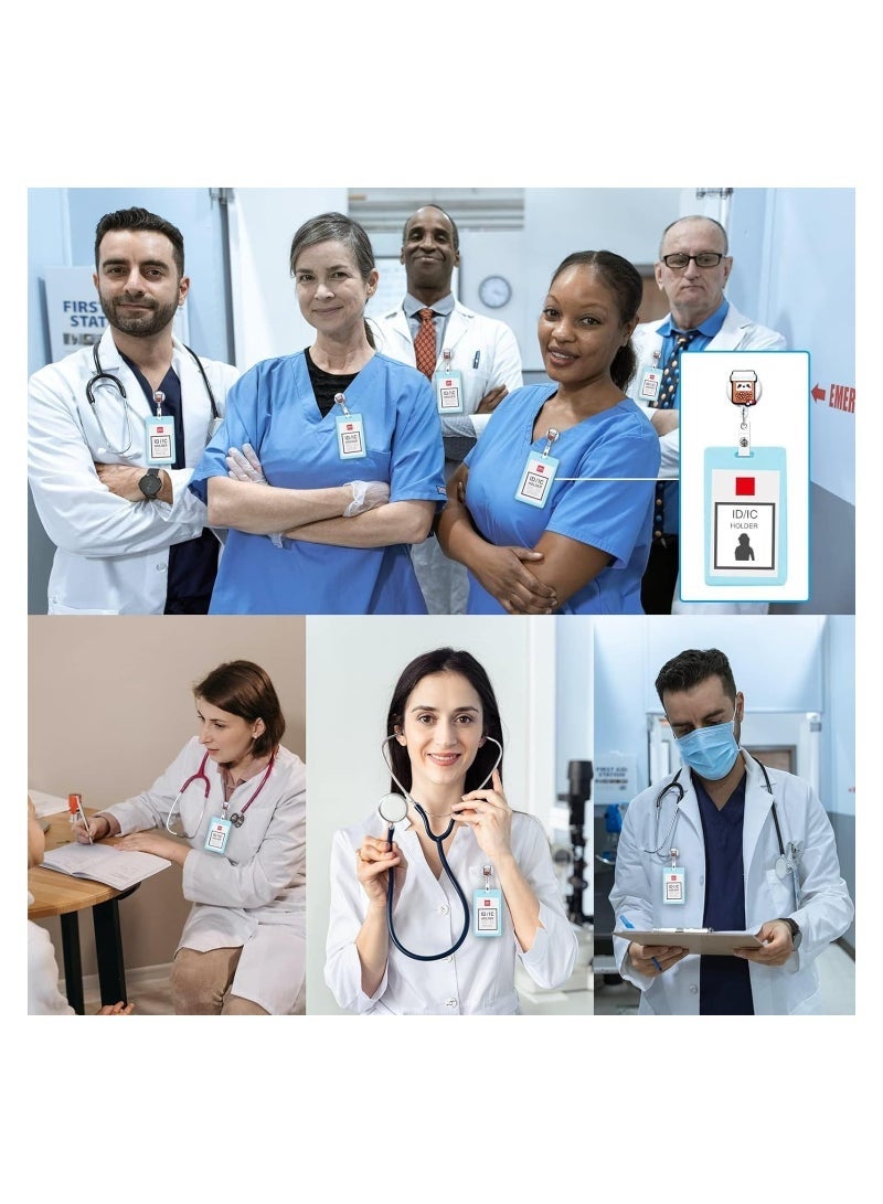 حامل بطاقة الشارة القابل للسحب، عبارة عن 5 حزم من حاملات بطاقة الشارة القابلة للسحب، مثبتات بكليب لحاملات بطاقة الهوية، مصممة خصيصًا لممرضات وأطباء وموظفي المستشفيات والمكاتب، هدايا مثالية للعاملين في - Image 4