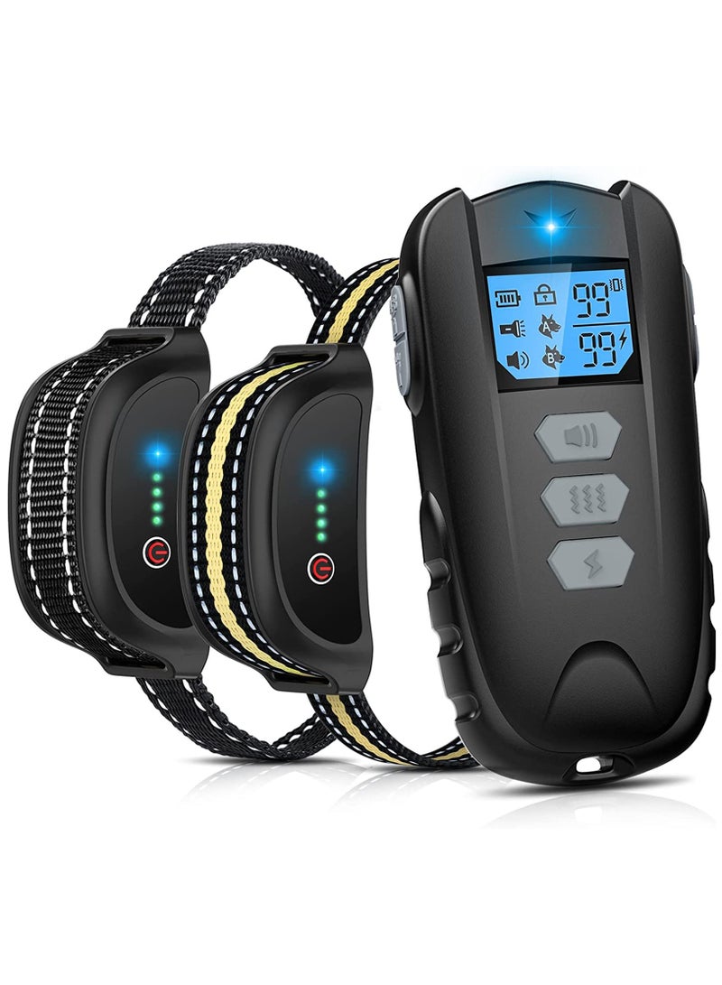 Dual Dog Training Collar with Remote - Waterproof Rechargeable Electric Shock Collar for Small, Medium, and Large Dogs. Features Beep, Vibration, and Adjustable Shock Levels (0-99) for Safe Training. - Image 1