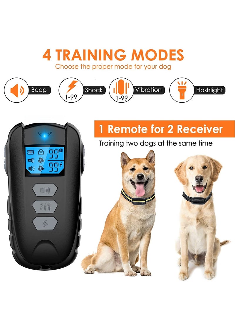 Dual Dog Training Collar with Remote - Waterproof Rechargeable Electric Shock Collar for Small, Medium, and Large Dogs. Features Beep, Vibration, and Adjustable Shock Levels (0-99) for Safe Training. - Image 3