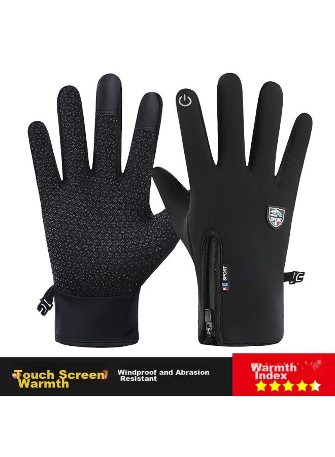 Yaphtes Winter Warm Gloves, Fleece-lined, Thickened Cycling Gloves, Touchscreen Compatible, Non-slip Cotton Gloves, Windproof, Waterproof, Cold-resistant Gloves - Image 1