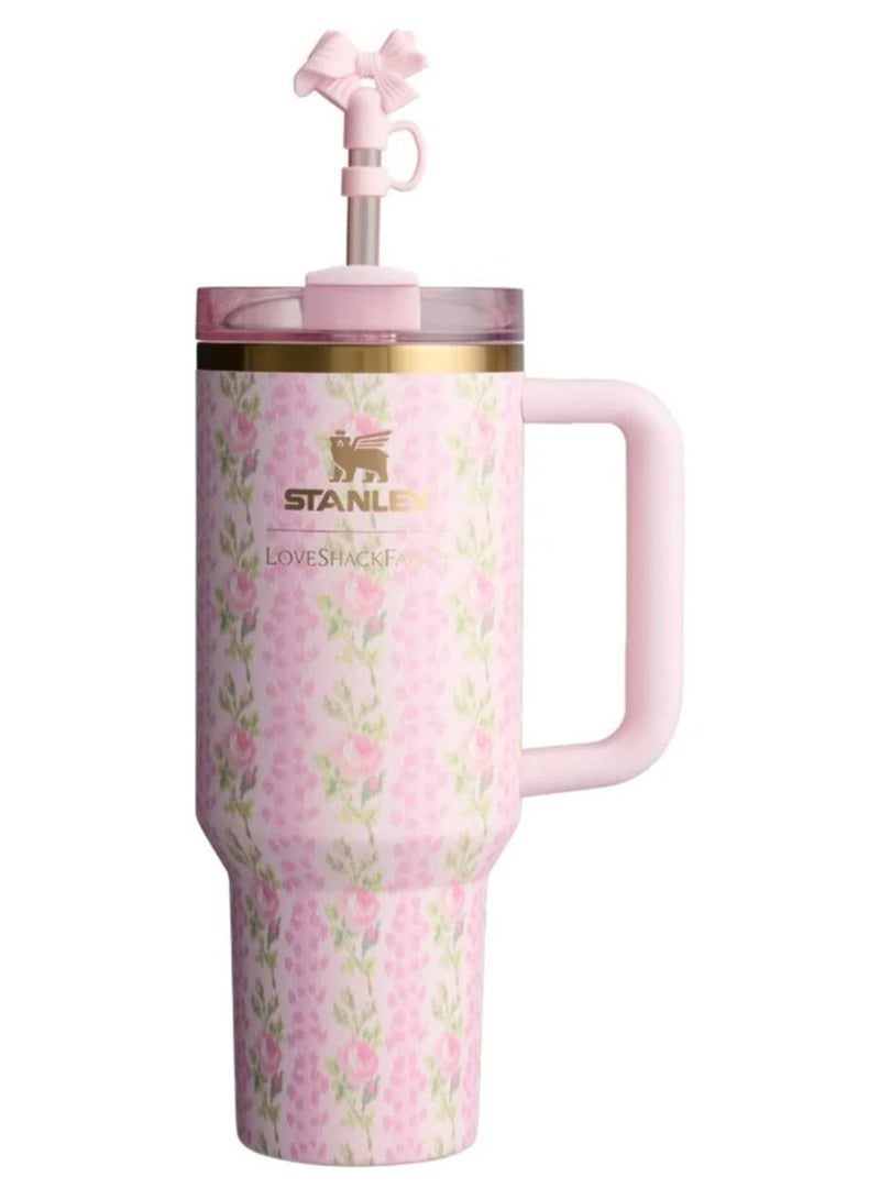 Stanley X LoveShackFancy Quencher | 40 OZ | Authentic & Exclusive Water Bottle Cup | Perfect Gift For Her | Blooming Heirloom - Image 1