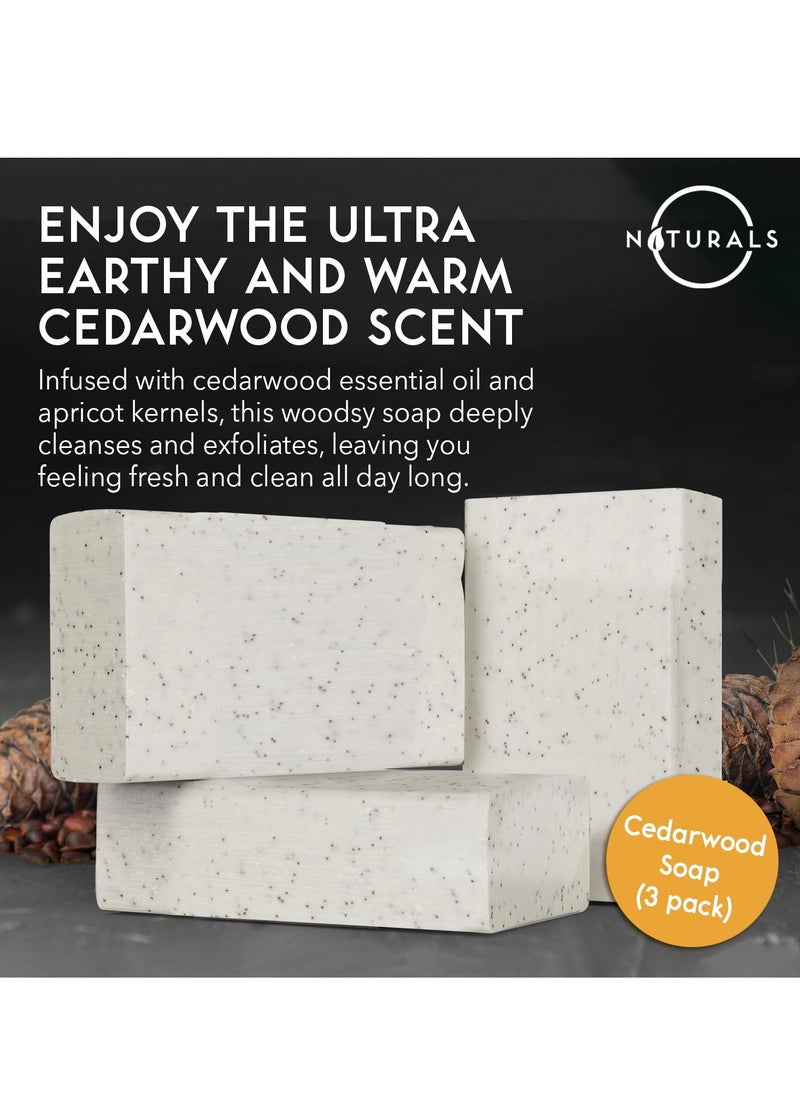 O Naturals O Naturals 3pc Cedarwood Exfoliating Soap & Coffee Arabica Scrub Bundle - Heavy Grit All Natural Bar Soap with Apricot Kernels, Organic Coffee Arabica Women & Mens Body Scrub with Dead Sea Salt Scrub  - Image 4